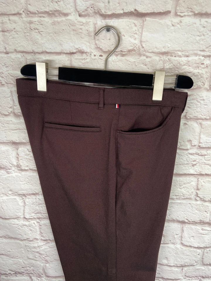 TOMMY HILFIGER Mens Maroon Burgundy ATHLETIC STRETCH Dress Pants/Slacks 40x32 - Image 2 of 4