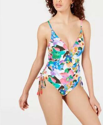 technicolor halter one piece swimsuit