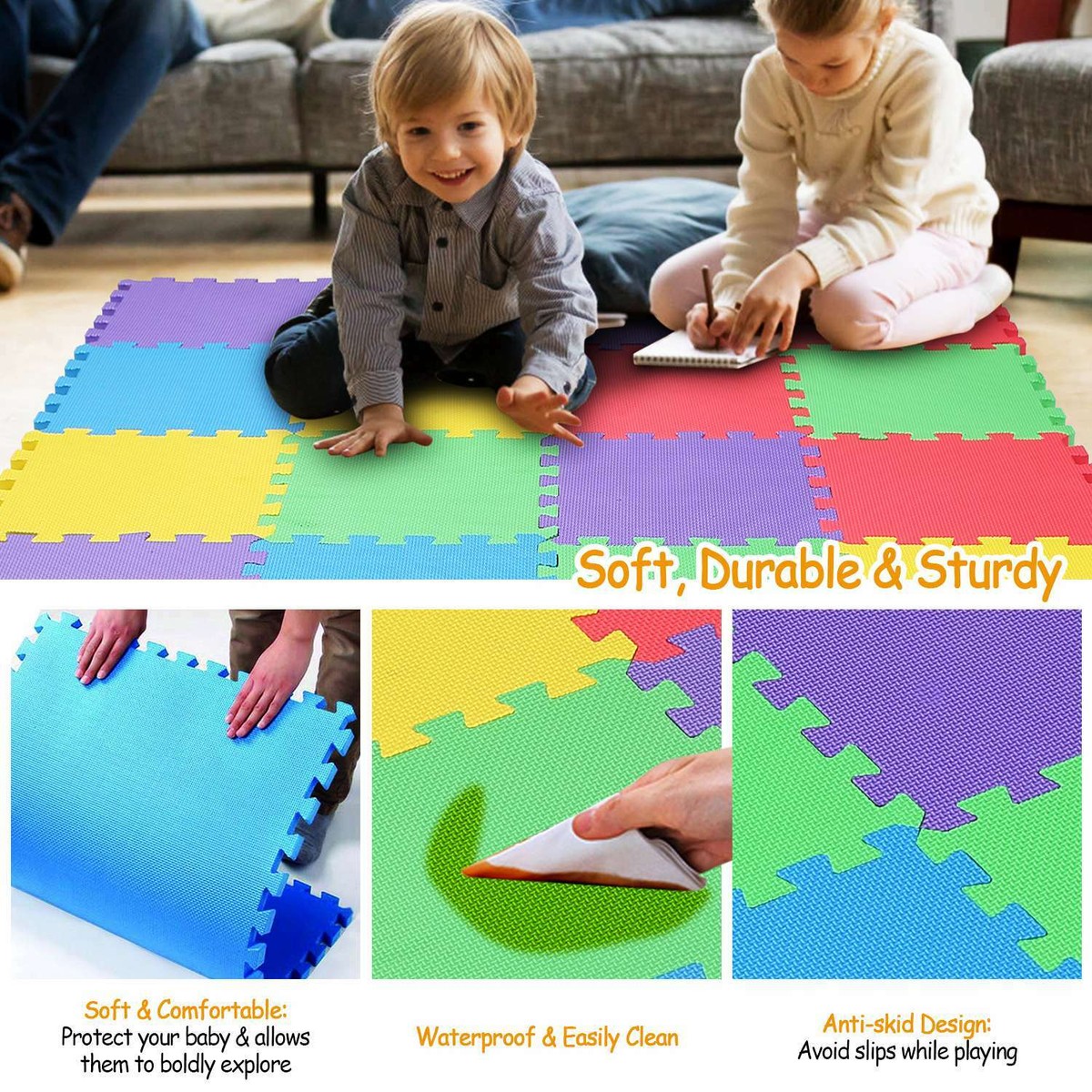 Foam Tiles 18pcs Puzzle Baby Playmat, Sqm Coverage EVA Foam
