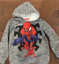 new boys Marvel Spiderman warm fleece gray hoodie- size 4,5,6,7