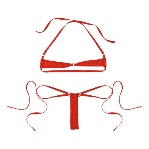 DE Damen Mini Bikini Set Micro Bademode Halter BH und String Sexy Unterwäsche - Picture 72 of 172