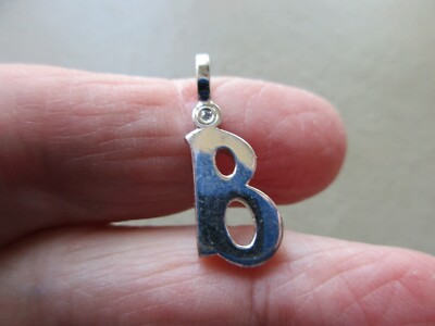 VINTAGE RETRO SILBERFARBEN BUCHSTABE B INITIALE BLASE SCHREIBEN ANHÄNGER CHARM ANHÄNGER NIEDLICH