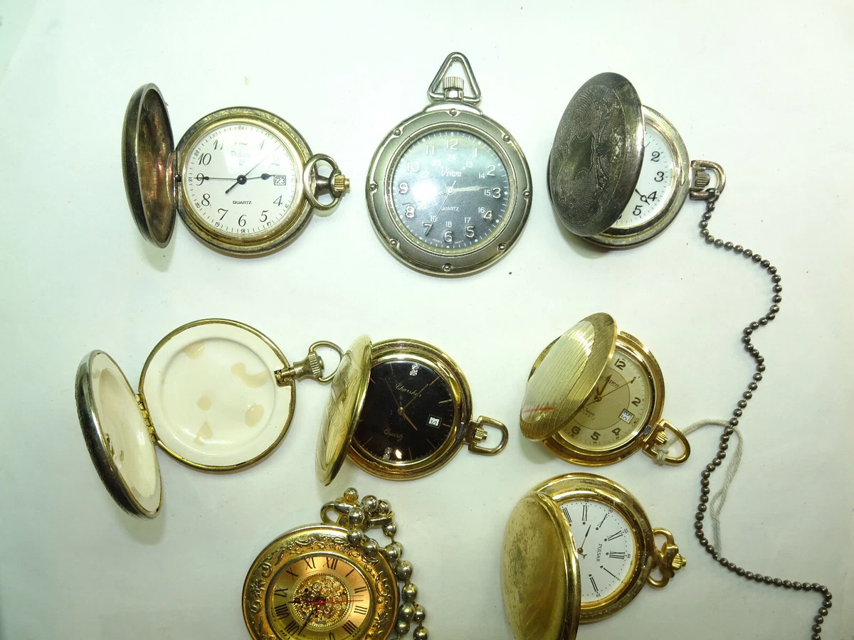 Pulsar and Japan Quartz Vintage Pocket Watches For Restoration or parts qpw 08