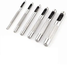 6PC HOLLOW PUNCH SET CUTS HOLES IN LEATHER PLASTIC RUBBER GASKET VINYL PAPER