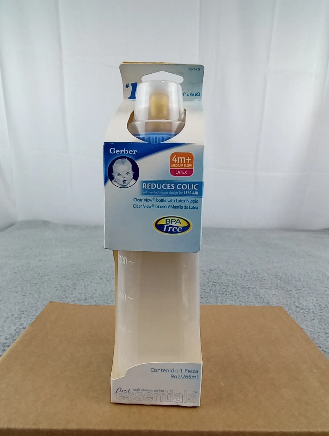 Gerber Baby Bottle Plastic Clear Nurser Rubber Latex First Essentials 9oz
