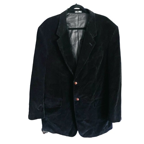 Monsieur Adolfo Corduroy Blazer Sport Coat Jacket Mens 44L Black Cable 2 Button