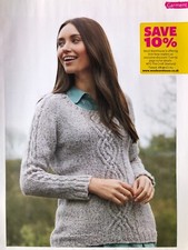 Tamara Moots knitting pattern ladies aran cable panel raglan scoop neck sweater