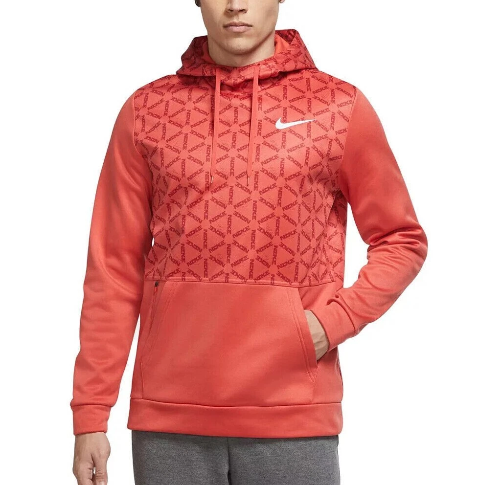 Nike Men s Therma Red All Over Print Fleece Hoodie DD1760 605 Size S NWT