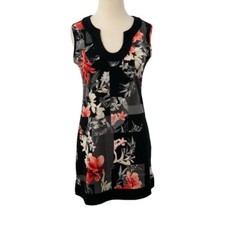 White House Black Market Sleeveless Mini Dress Black Red Gray Floral Size S