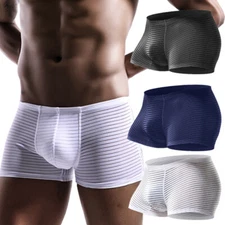 Men Breathable Mesh Anti-Chafing Boxer Briefs Soft Underwear Sport Shorts Trunks