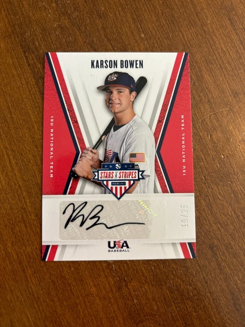 Karson Bowen 2019 USA Baseball Stars Stripes Auto 15U-KB TCU Horned Frogs /25
