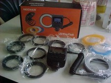 Neewer LED ring flash w/3 color 8 adapters bx 15