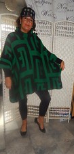 cooler warmer Strick Poncho ÜBERWURF*Lagenlook*RollKragen*GRÜN/schwarz*bis Gr.56