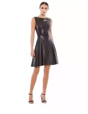 Ieena For Mac Duggal Assymerical Faux Leather Mini Black Dress Size 6 $398