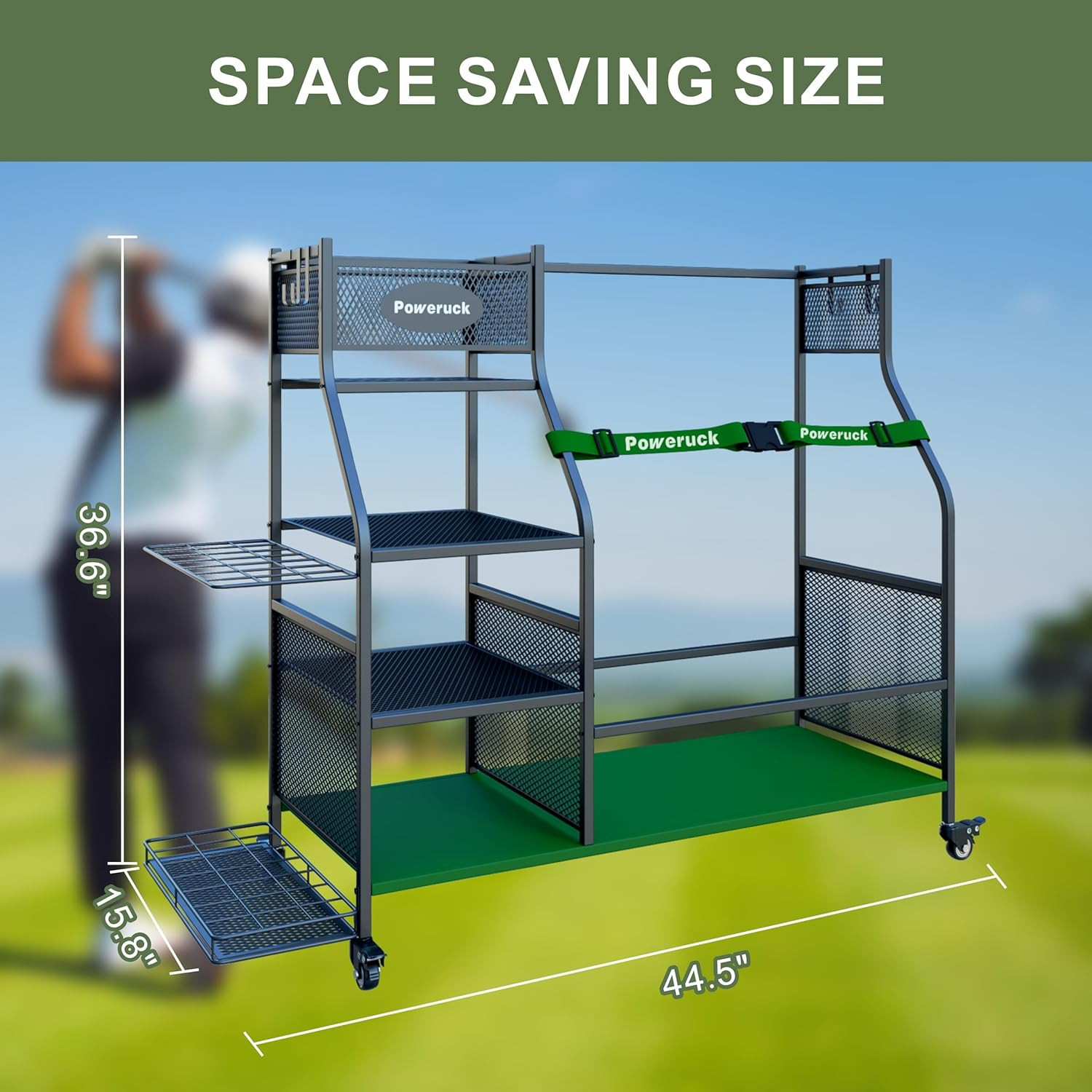 Golf Clubs Bag Organizer for 2 Golf Bags Storage, Golf Equipment Storage Rack wi