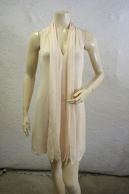 Robe BCBG MAXAZRIA En Soie - Modèle Licou Drapé - Taille XS Neuve Avec étiquette - Couleur Beige