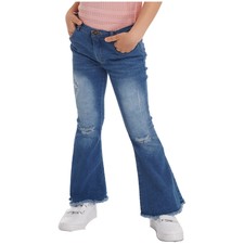 DE Mädchen Jeans Hose Stretch Lange Schlagho...
