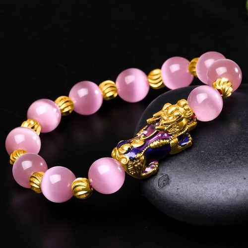 Pixiu Feng Shui Ricchezza Braccialetto Ossidiana Nera Naturale Occhio di Tigre Perle di Lucky Feng Shui Braccialetto