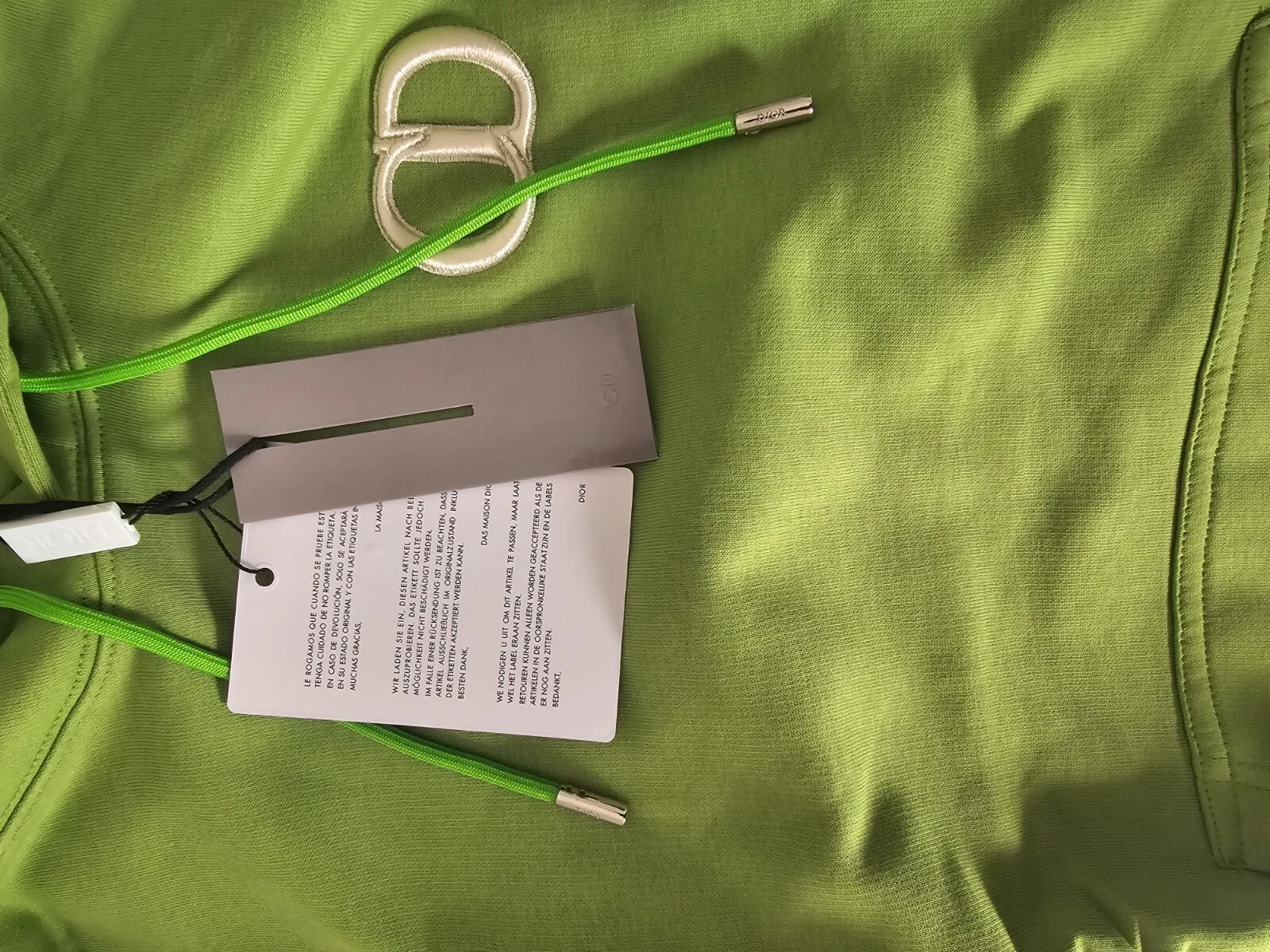 Felpa con cappuccio oversize verde logo CD Dior cotone