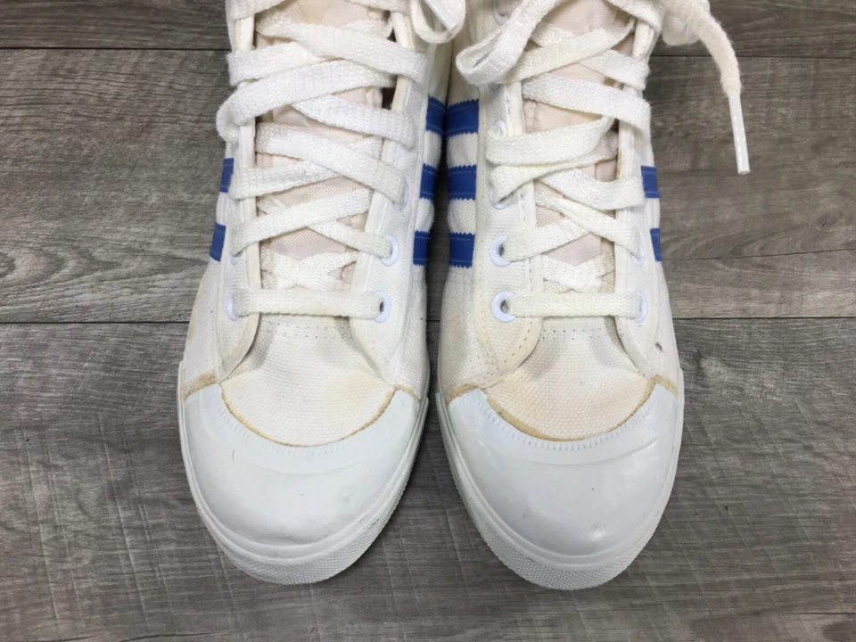 Vintage Adidas White / Blue High Top Made in Taiwan Trainers Sneakers Mens 8.5 - Image 4 of 4