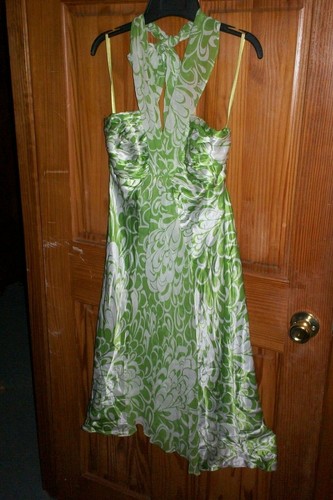 green halter 100% silk dress size 