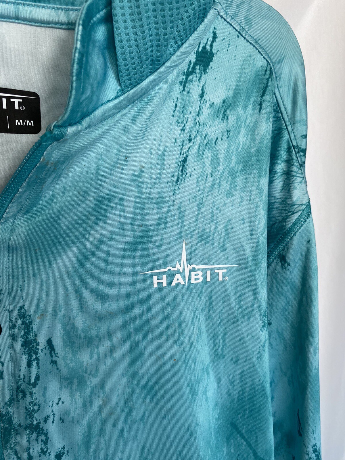 Habit Fishing Shirt Mens M Long Sleeve Blue Water Camo UPF Sun