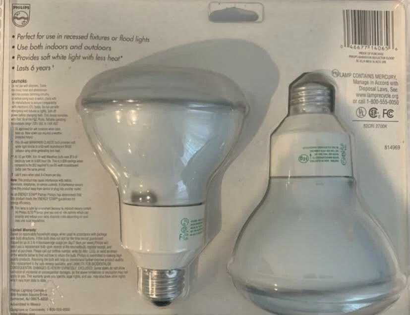 16W-120V 8000 Hrs BR30 Flood Philips (Soft white) CFL Bulb (3 Pack - 6 pieces) - Image 2 of 2