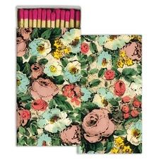 Floral Collage Set of 3 Large Matchboxes with Wooden Matches