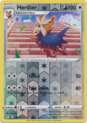 Reverse Holo Herdier 134/203 Uncommon Evolving Skies Pokemon TCG