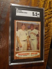 1962 Managers Dream #18 Mantle Mays SGC 5.5 ex+
