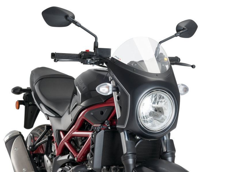 Puig Retro Black Semi Fairing And Clear Screen 195mm Suzuki SV 650 2016-2025