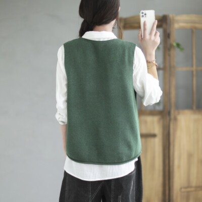 Gilet Da Donna Lavorato A Maglia Canotta Maglione Vita Senza Maniche - Foto 8