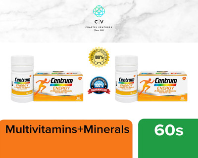 2 BOXES 60s New Centrum Energy B-Vitamins and Minerals + Vitamin C & E