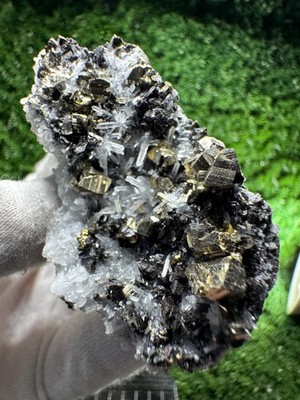 SHINY Cluster of Pyrite, Galena & Quartz from the MINES! / N204