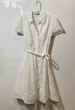 Tommy Hilfiger Womens White Short Sleeve Collared Button Front Shirt Dress Sz 2