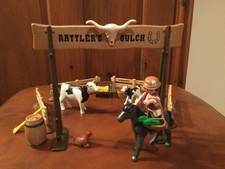Playmobil Cattle Ranch - Cowgirl, Horse, Cow, Calf, Chicken, Accessories - VGC