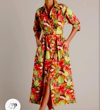 NWT Tropical Floral Midi Dress Forum Los Angeles Women M Romantic Fairy Colorful