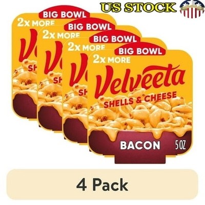 4 Pack Mac N Cheese Cups W/ Bacon Shelf Stable Creamy Pasta Microwave Meal New