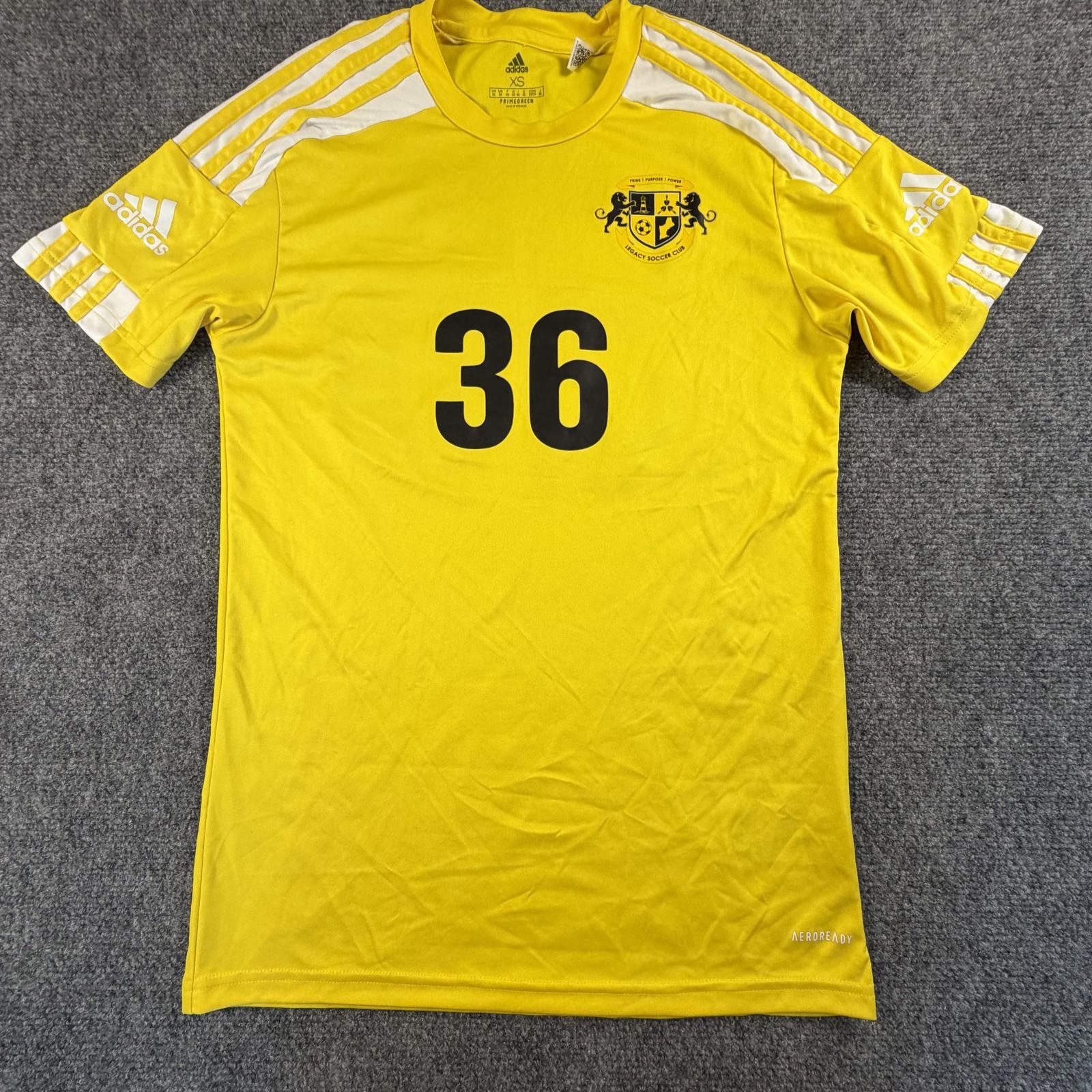 Adidas Yellow Soccer Number 36Jersey Size XS #1468
