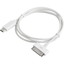 USB-C to 30-Pin Sync/Charge Cable for Apple iPad 1-3, iPhone 1-4S, iPod, White