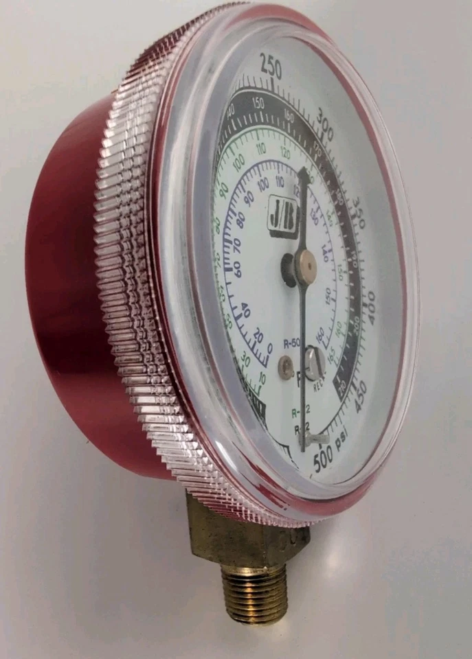 JB INDUSTRIES Highside Manifold Gauge, 2-1/2 Face, Red, 1/8 NPT, R-502 R-22 R-12 - Image 3 of 4