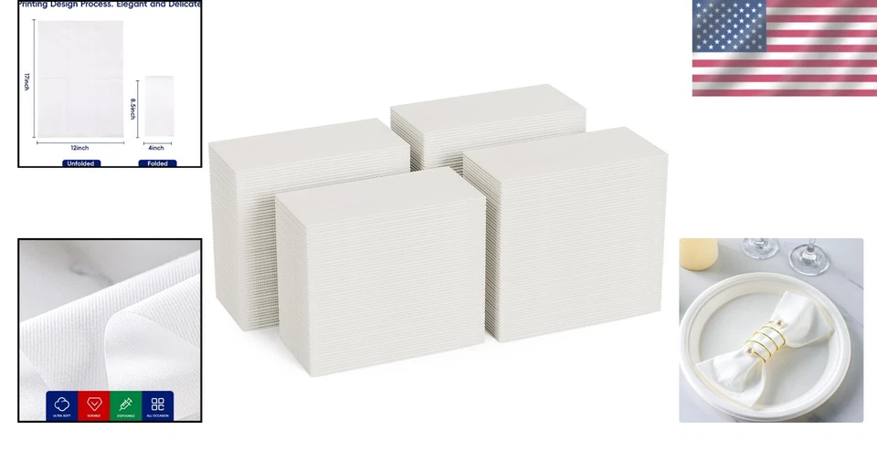 Luxury White Guest Napkins, 2-Ply, 1000 Count - Image 2 of 4