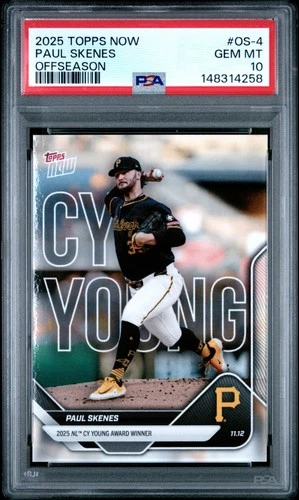 2025 Topps Now Offseason #OS-4 Paul Skenes PSA 10 Cy Young Winner