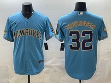Men's MLB Milwaukee Brewers #32 Jacob Misiorowski 2026 Road Stadium Jersey -Blue