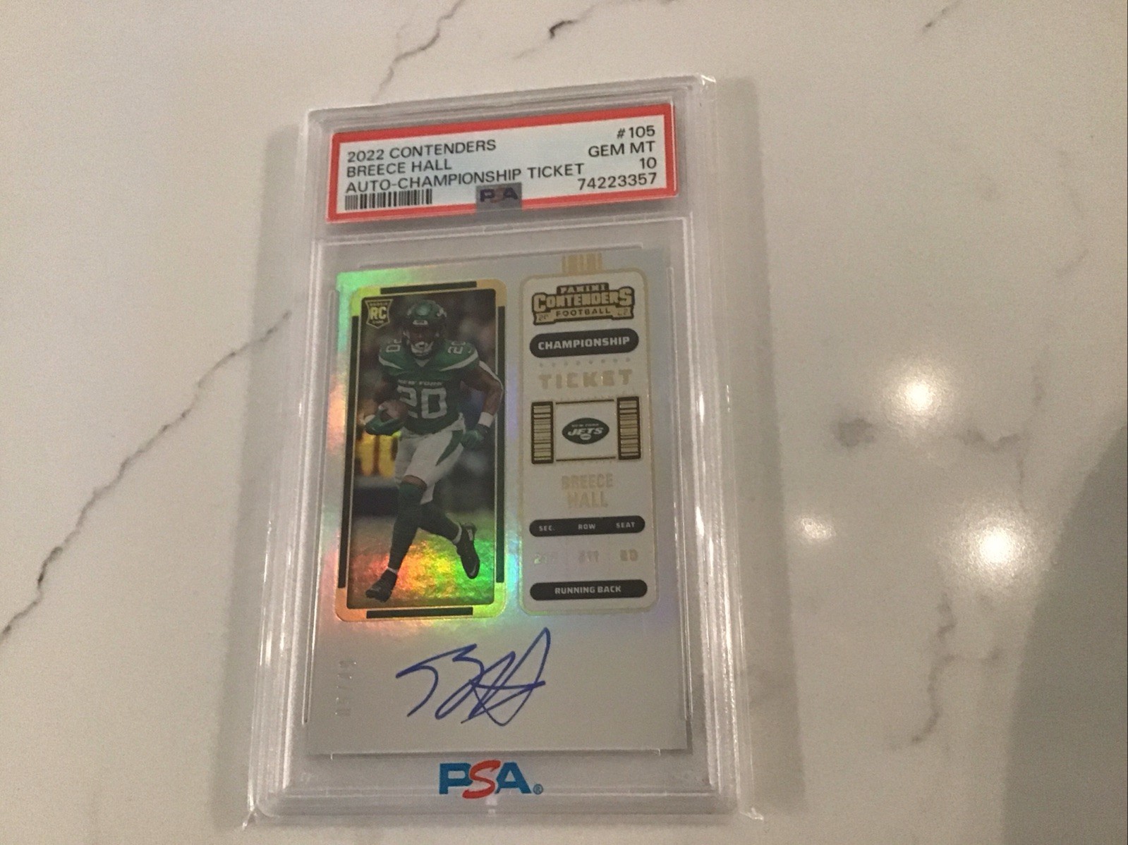 2022 Panini Contenders Rookie Breece Hall Auto /49 PSA 10 Pop 5