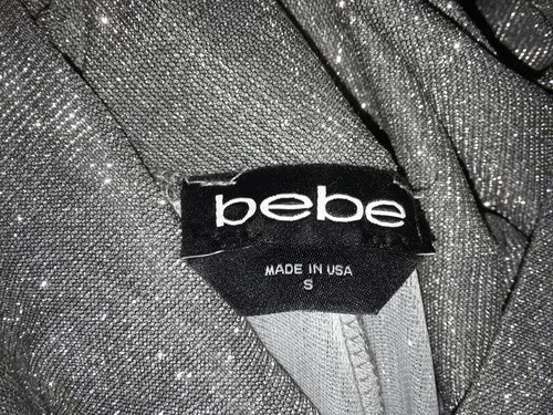 Vtg Bebe Women's Jumper Size Small V Neck Lightweight Rhinestone Stretch Strap - Picture 10 of 12