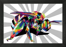 colorful bee in pop art Framed Wall Art Poster Canvas Print Picture