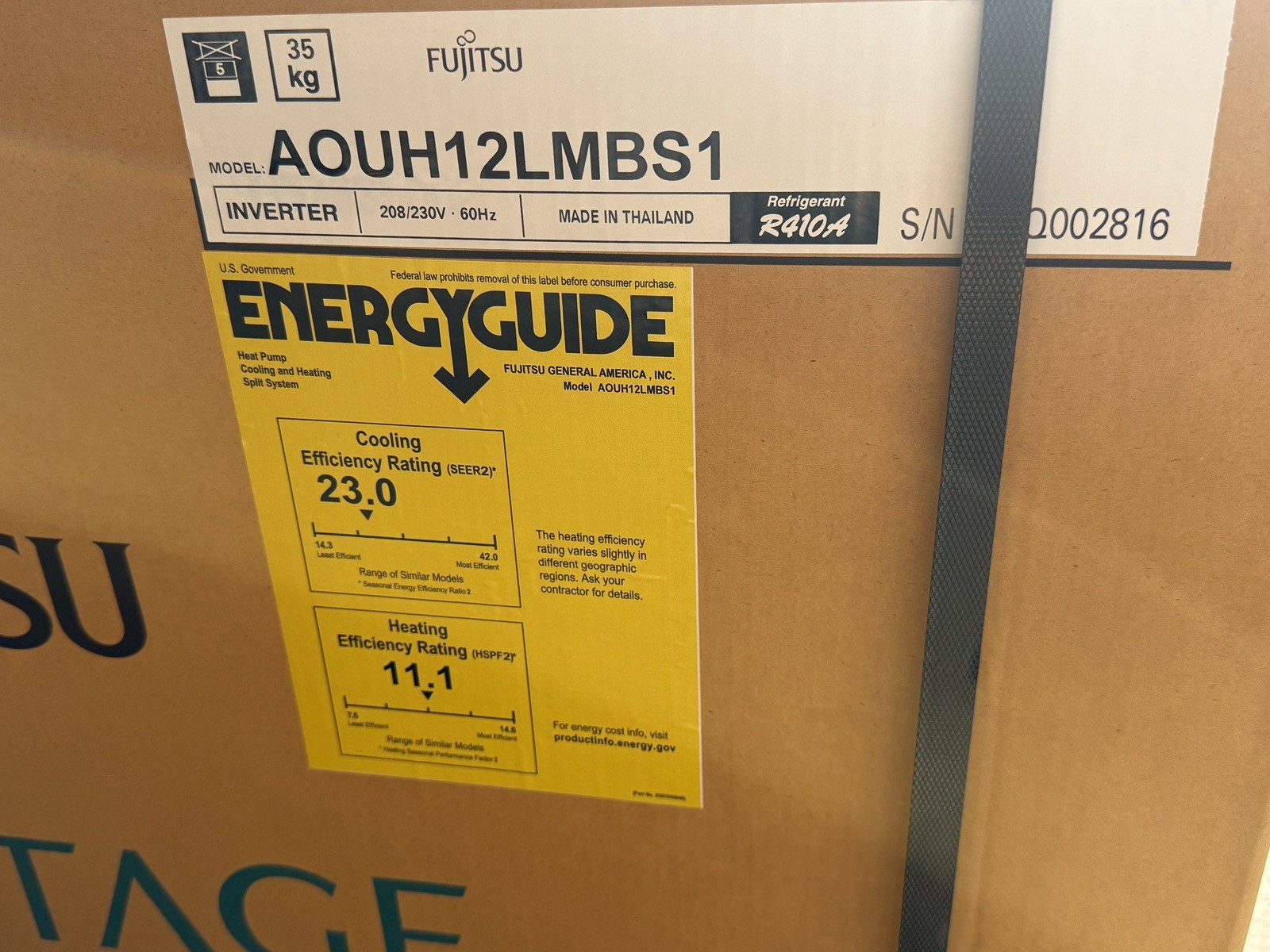 Fujitsu AOUH12LMBH1 Mini Split 12000 BTU Heat Pump Outdoor Unit NEW
