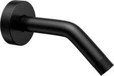 Black Shower Arm 6" Shower Extension Arm Pipe with Flange and Teflon Tape for Sh