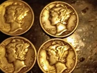 Mercury Dimes lot. Four silver dimes in very fine condition. See details.